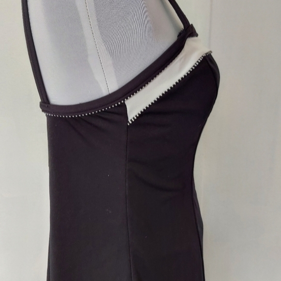 Vintage Beach Cabana Black White Swim Dress Swimsuit One Piece - Picture 7 of 16